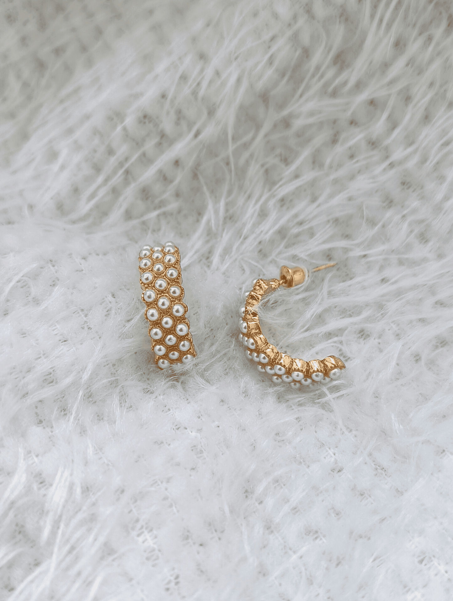 Half Pearl Hoops