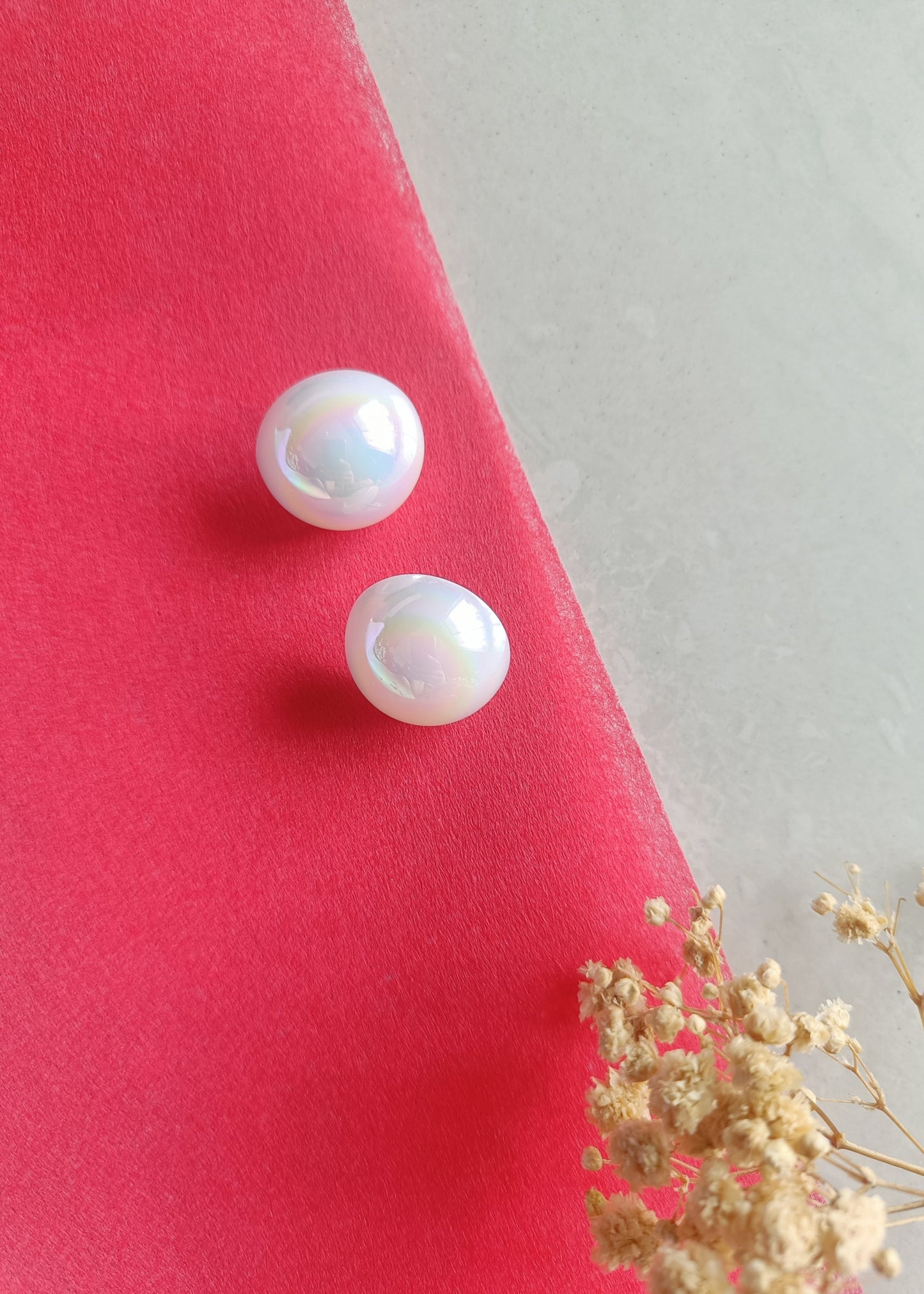 White Round Pearl Earrings