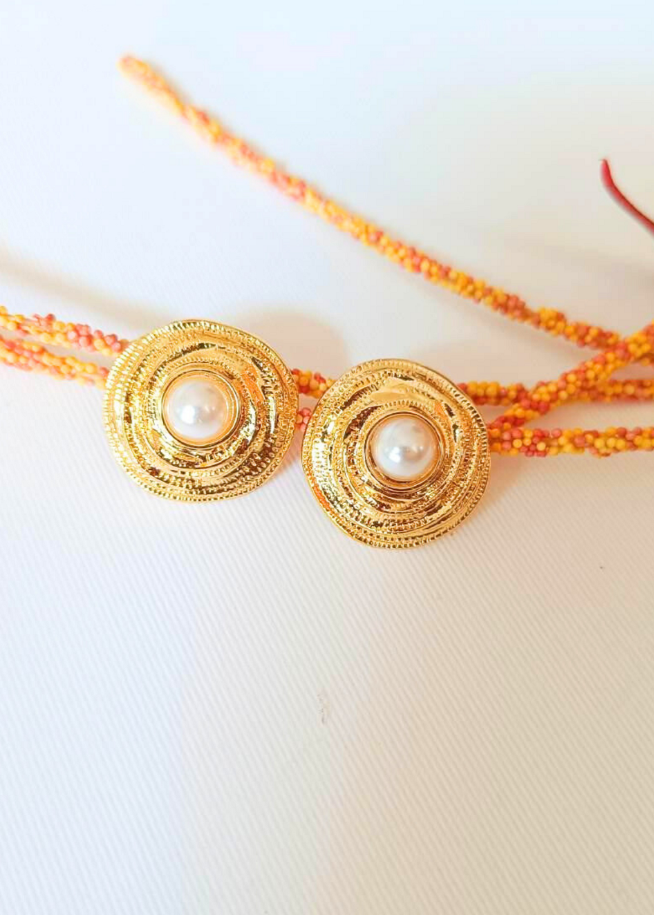 Round Chunky Pearl Stainless Steel Earrings