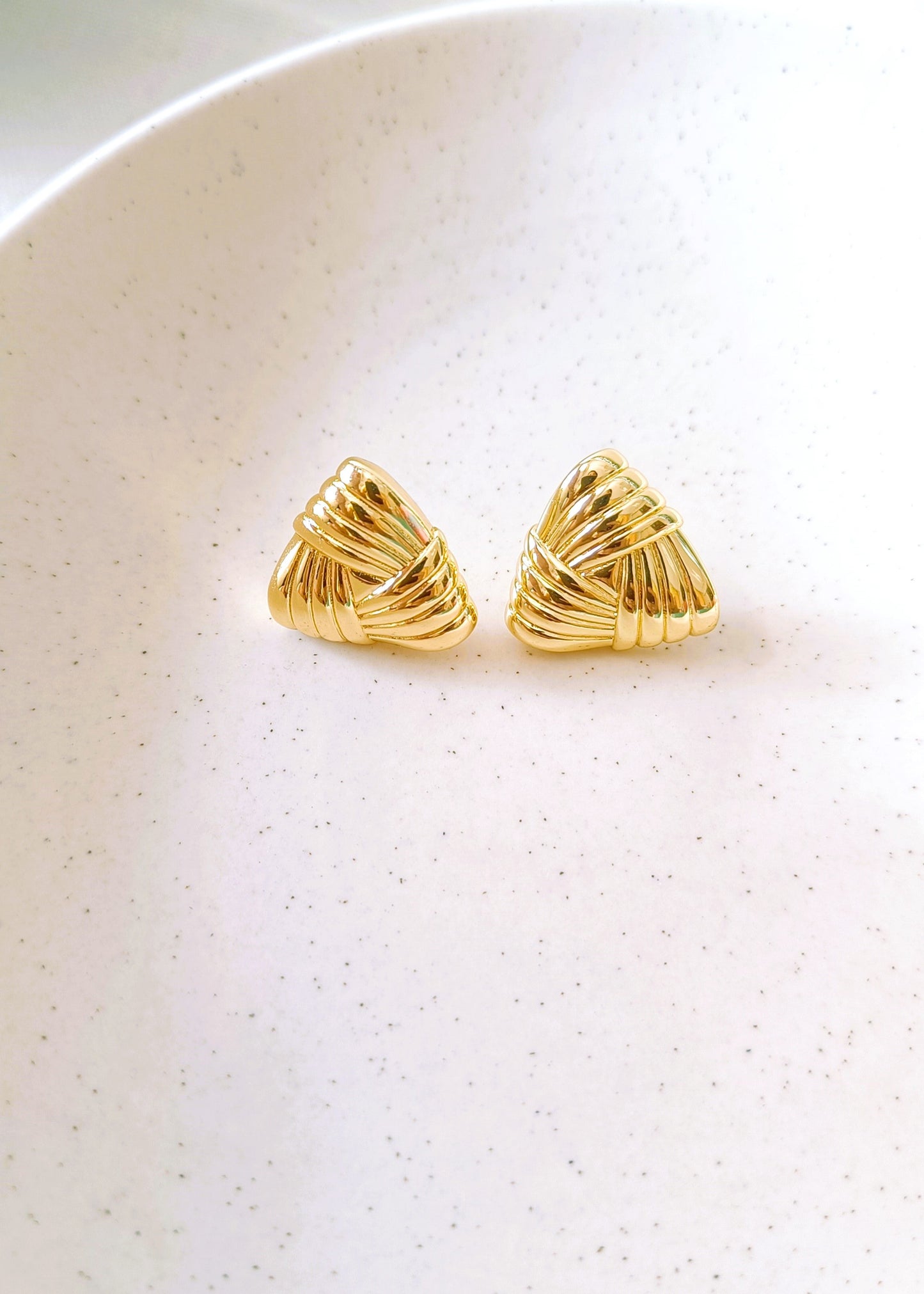 Triangular Gold Line Stainless Steel Earrings