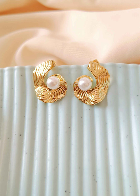 Stainless Steel Gold Pearl Aisha Earring