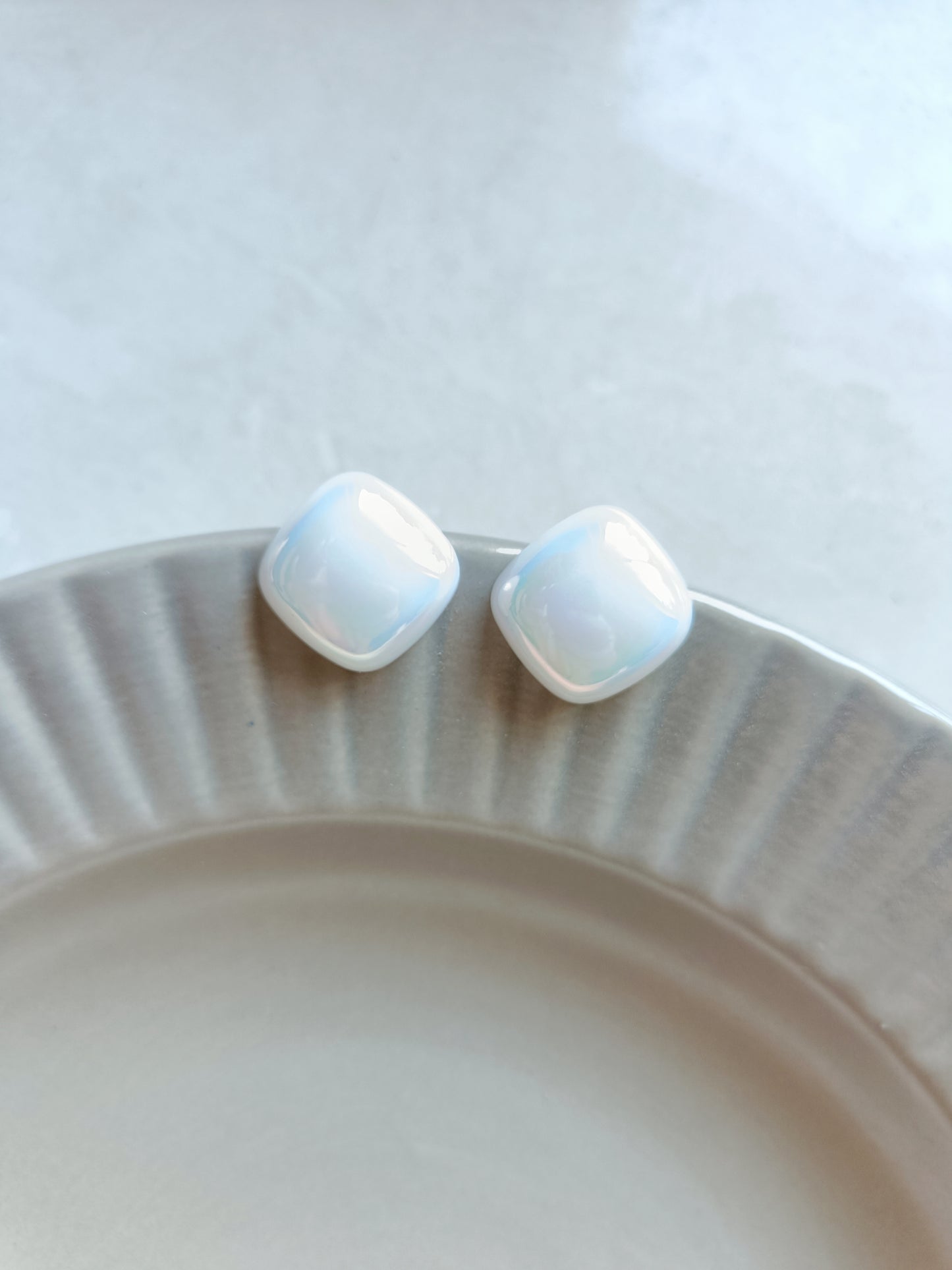 White Square Earring