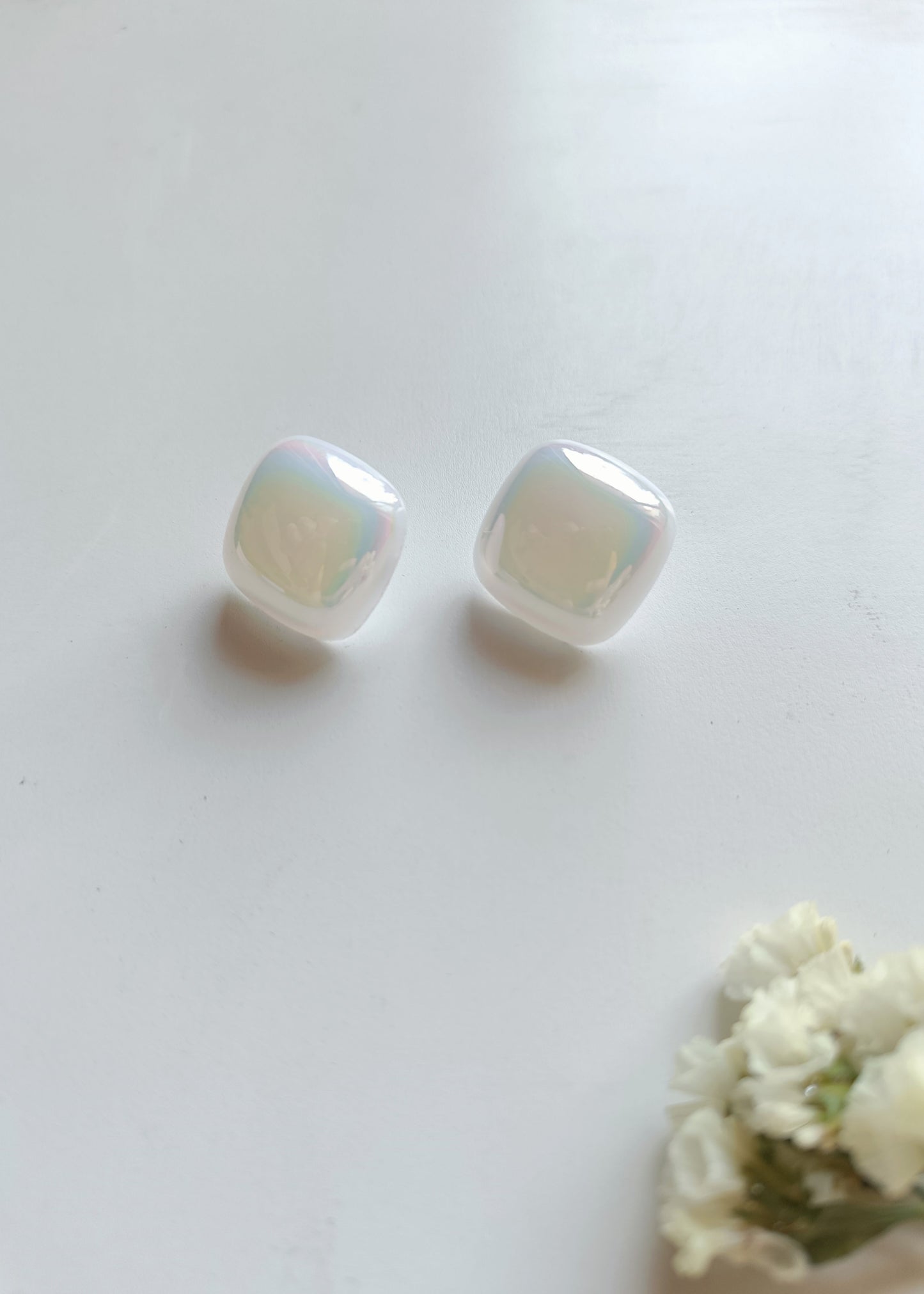 White Square Earring