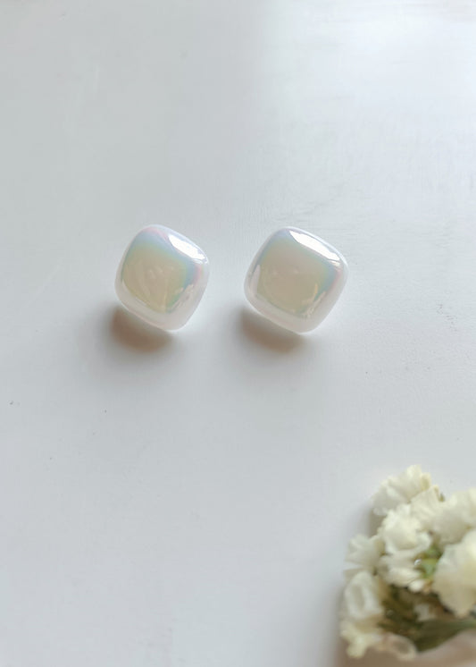 White Square Earring