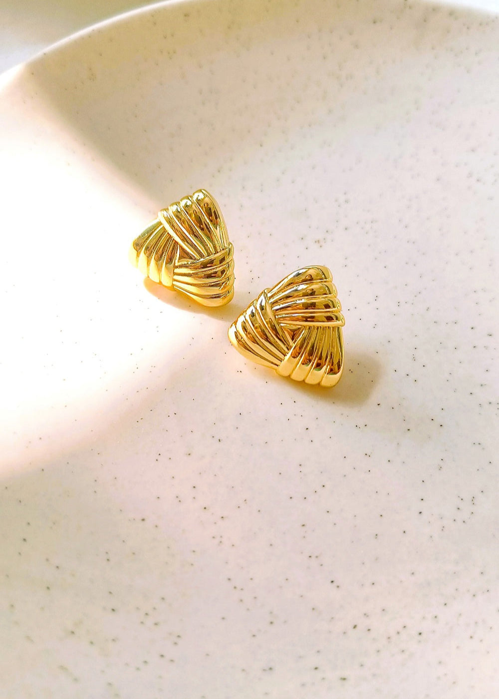 Triangular Gold Line Stainless Steel Earrings