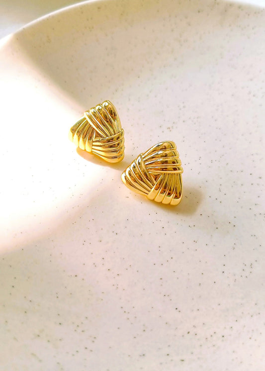 Triangular Gold Line Stainless Steel Earrings